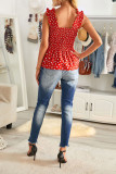 Red Floral Smock Tank