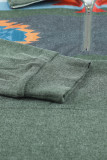 Aztec Print Atop Sage Green Pullover Sweatshirt