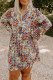 Multicolor Boho Floral Pattern Babydoll Plus Size Dress