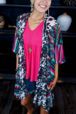 Multicolor Cow Serape Aztec Print Kimono Cardigan