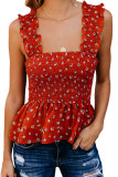 Red Floral Smock Tank