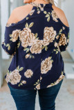 Floral Print Cold Shoulder Plus Size Top