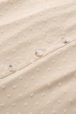 Apricot Swiss Dot Lace Splicing Short Sleeve Top