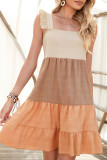 Square Collar Color Blocking Loose Dress Unishe Wholesale