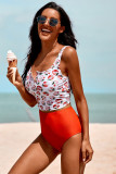 Square Neck Sleeveless Fashion Print Tankini Set