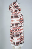 Aztec Print Zipper Down Fleece Hoodies