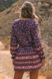 Split V Neck Boho Floral Dress