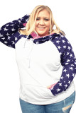 Plus Size Star Print Raglan Sleeve Pocket Hoodie