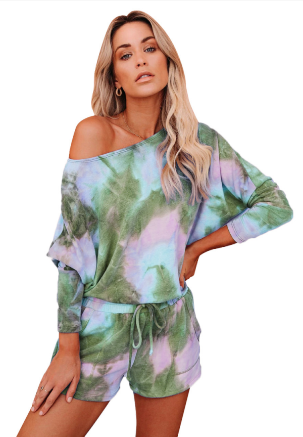 Tie Dye Drawstring Shorts Set