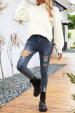 Plain Turtleneck Ruffle Long Sleeve Knitting Sweater