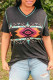 Gray Aztec Geometric Print V Neck Tee