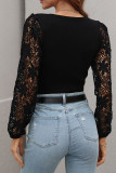Hollow Out Lace Sleeves Knit Sweaters