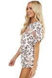 Leopard Sequin Short Sleeve and Shorts Lounge Set