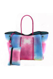 Striped Neoprene Tote Bag with Purse Unishe Wholesale MOQ 3PCS