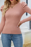 Plain Puff Long Sleeves Knit Top