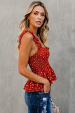 Red Floral Smock Tank