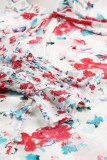Red Cakewalk Floral Smocked Blouse