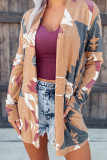 Khaki Western Aztec Print Open Front Cardigan