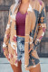 Khaki Western Aztec Print Open Front Cardigan