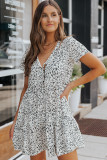 Beige Ditsy Print Casual Babydoll Dress