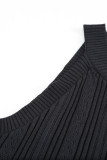 Black Halter Knit Crop Top