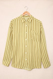 Yellow Striped Buttons Closure Long Sleeve Shirt
