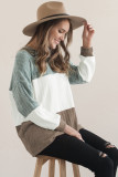 Multicolor Knit Texture Color Block Long Sleeve Top