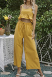 Solid Halter Crop Top & Pants 2PCS Set Unishe Wholesale