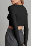 Open Button Knit Short Length Cardigans