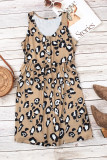 Leopard V Neck Sleeveless Mini Dress