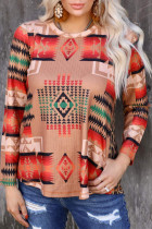 Aztec Leopard Back Long Sleeve Top