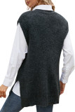 Black V Neck Knit Sweater Vest