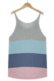 Color Block and Plain U Neck Knit Tank Top