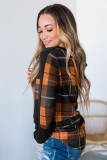 Plaid Patchwork Pocket Long Sleeve Top