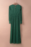 Green Side Split Rhinestone V Neck Maxi Dress