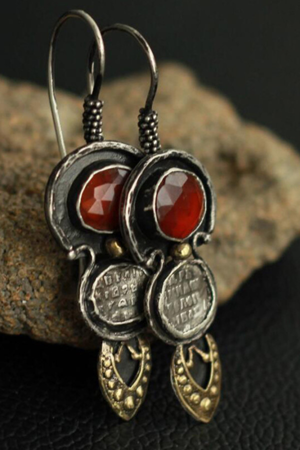 Vintage Gem Stone Earrings MOQ 5pcs