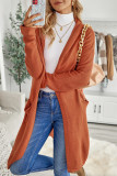 Brown Open Front Hooded Sweater Cardigan