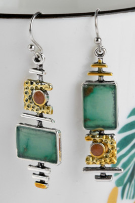 Turquoise Metal Earrings MOQ 5PCs