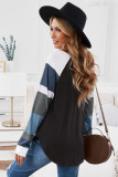 Color Block Long Sleeves Black Pullover Top