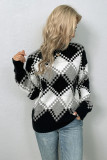 Mosaic Diamond Plaid Knit Sweaters
