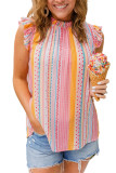 Multicolor Aztec Ruffled Sleeveless Top