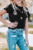 Black Dandelion Print Little Girl Tee