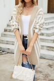 Colorblock Stripes Front Open Knitting Cardigan