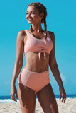 Pink Knot Cropped Bikini Set