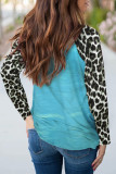 Leopard Tie-dye Splicing Long Sleeve Top