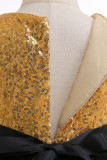 Big Bow Sleeveless Sequin Mesh Pleated Party Dress