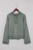 Gray Casual Button Solid Patchwork Trim Hoodie