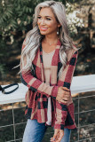 Draped Open Front Plaid Cardigan