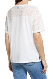 White Plain Lace Stitching Short Sleeve Tee