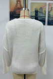 Plain Hem Side Split Knit Pullover Sweater